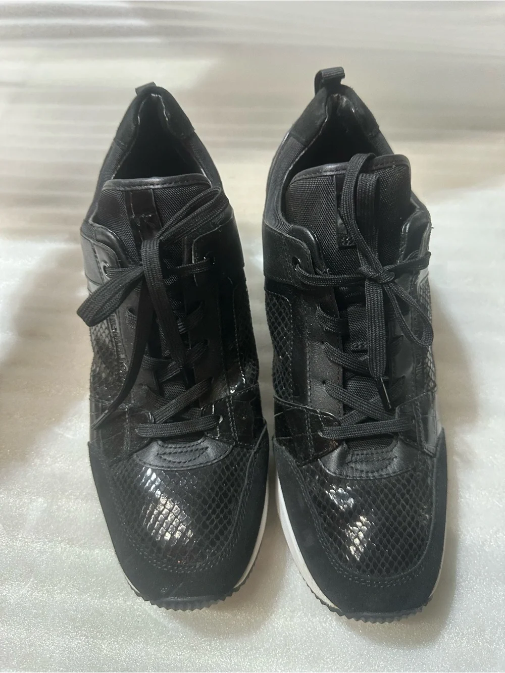 Michael Kors Black Textured Low-Top Sneakers